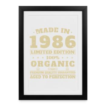 1986 Vintage Rétro Cadeau D'anniversaire - Affiche encadrée (27 × 37 cm) - noir - Devant