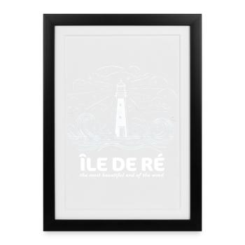 Île de Ré Le Plus Bel Endroit du Monde Charente - Affiche encadrée (27 × 37 cm) - noir - Devant