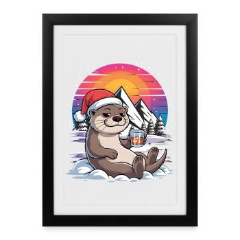 Santa lustiges Weihnachtachten mit Spruch - Gerahmtes Poster (27 × 37 cm) - Schwarz - Vorne