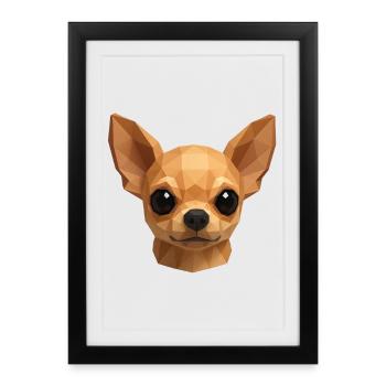 Chihuahua mignon - Conception de chien polygone - Affiche encadrée (27 × 37 cm) - noir - Devant