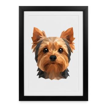 Mignon Yorkshire Terrier – Polygon Dog Design - Affiche encadrée (27 × 37 cm) - noir - Devant