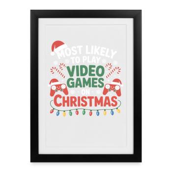 Prefers to play video games at Christmas - Framed poster (27 × 37 cm) - black - Front