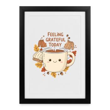 Grateful Latte Cup - Framed poster (27 × 37 cm) - black - Front