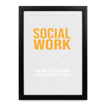 Travailleur social Pédagogue social Travailleur social - Affiche encadrée (27 × 37 cm) - noir - Devant