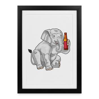 Elephant Bottle of Beer - Framed poster (27 × 37 cm) - black - Front