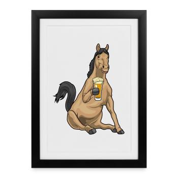 Bière de cheval - Affiche encadrée (27 × 37 cm) - noir - Devant