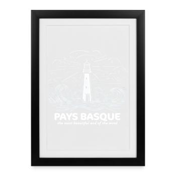 Pays Basque Fierté Bayonne Biarritz Plages Océan - Affiche encadrée (27 × 37 cm) - noir - Devant