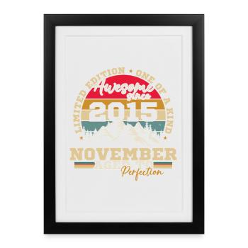 November 2015 Vintage Retro Birthday - Framed poster (27 × 37 cm) - black - Front