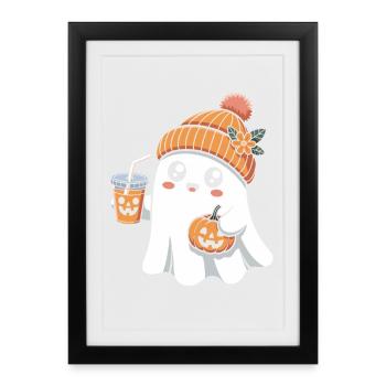Ghost Pumpkin Spice Latte Halloween Fun - Framed poster (27 × 37 cm) - black - Front