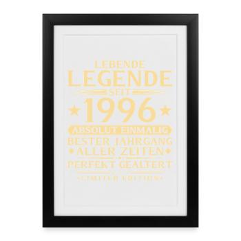 1996 Année Légende 30ème Anniversaire Cadeau - Affiche encadrée (27 × 37 cm) - noir - Devant