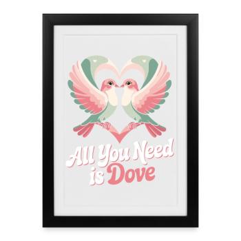 Jeu De Mots Oiseau Tourterelle Humour - Affiche encadrée (27 × 37 cm) - noir - Devant