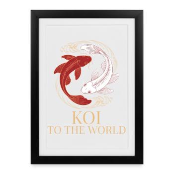 Humour Poisson Koi Japonais Asiatique - Affiche encadrée (27 × 37 cm) - noir - Devant