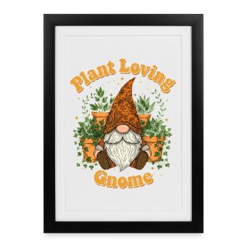 Gnome amoureux des plantes - Crowing Wichtel - Affiche encadrée (27 × 37 cm) - noir - Devant