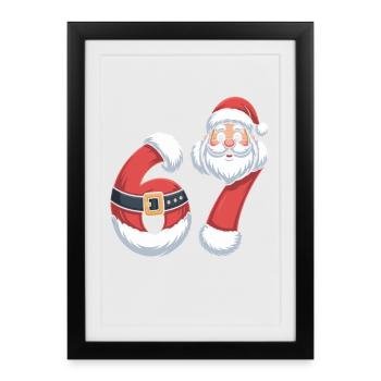Christmas Numerals 6 and 7 with Santa - Framed poster (27 × 37 cm) - black - Front