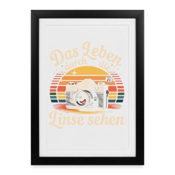 Voir la vie à travers l’objectif Appareil photo vintage - Affiche encadrée (27 × 37 cm) - noir - Devant