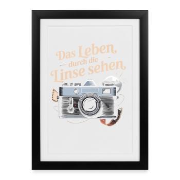 Voir la vie à travers l’objectif Appareil photo vintage - Affiche encadrée (27 × 37 cm) - noir - Devant