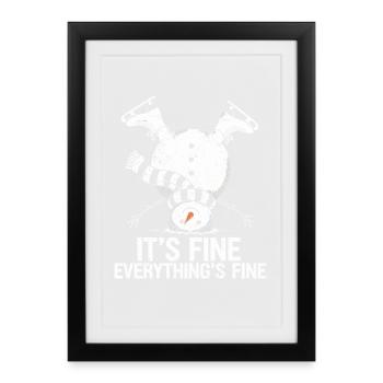 Upside-Down Snowman Saying - Framed poster (27 × 37 cm) - black - Front