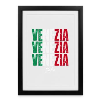 Venise Italie, j’adore Venise - Affiche encadrée (27 × 37 cm) - noir - Devant