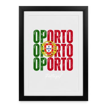 Porto Portugal, un souvenir de Porto - Affiche encadrée (27 × 37 cm) - noir - Devant