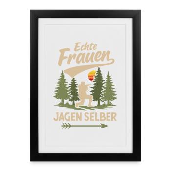 Chasse à la chasseuse Chasse Permis de chasse du chasseur - Affiche encadrée (27 × 37 cm) - noir - Devant