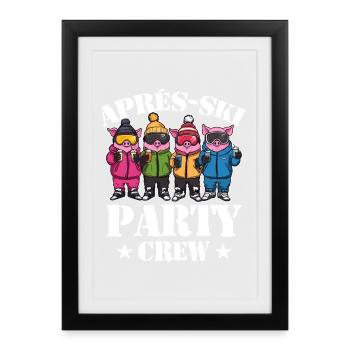 Après-ski Party Crew Pig - Affiche encadrée (27 × 37 cm) - noir - Devant