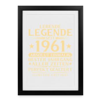 1961 Year of Construction Legend 65th Birthday Gift - Framed poster (27 × 37 cm) - black - Front