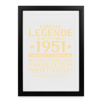 1951 Year Legend 75th Birthday Gift - Framed poster (27 × 37 cm) - black - Front