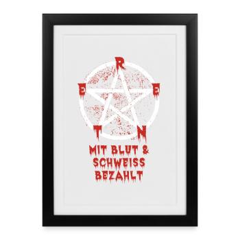 Pension - Paid with Blood and Sweat - Death Metal - Framed poster (27 × 37 cm) - black - Front