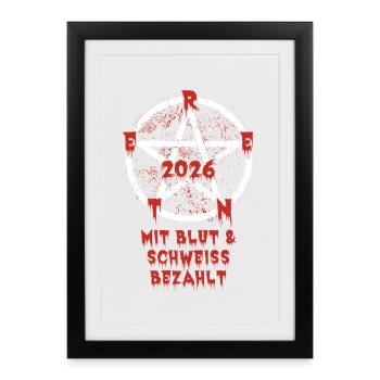 Pension 2026 payée avec du sang et de la sueur Pentagramme - Affiche encadrée (27 × 37 cm) - noir - Devant