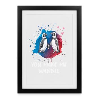 You Make Me Waddle – Cute Penguin Love Shirt - Framed poster (27 × 37 cm) - black - Front
