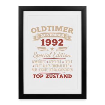 Cadeau 33ème anniversaire Voiture de collection Novembre 1992 - Affiche encadrée (27 × 37 cm) - noir - Devant