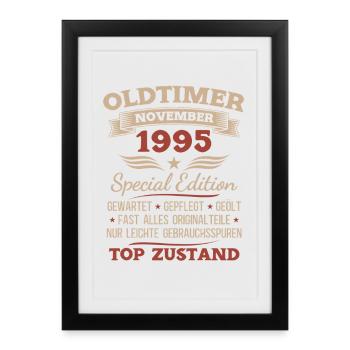Cadeau 30ème anniversaire Voiture Vintage Novembre 1995 - Affiche encadrée (27 × 37 cm) - noir - Devant