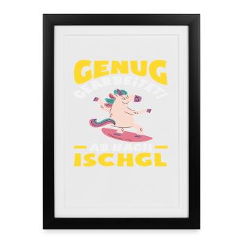Ischgl Vacances de ski Fun Après-ski Fête des Alpes - Affiche encadrée (27 × 37 cm) - noir - Devant