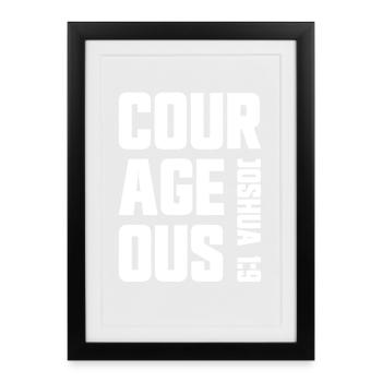 Mutig Josua 1:9 Christlicher Glaube Jesus - Gerahmtes Poster (27 × 37 cm) - Schwarz - Vorne