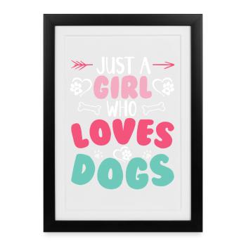 Chiens Chien Amoureux Chien Propriétaire Cadeau - Affiche encadrée (27 × 37 cm) - noir - Devant