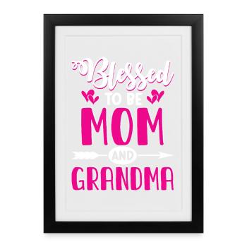 Cadeau de grand-mère Cadeaux de Noël Grand-mère - Affiche encadrée (27 × 37 cm) - noir - Devant