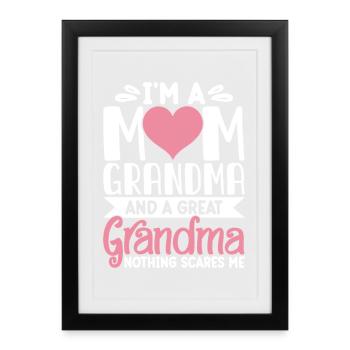 Cadeau de grand-mère Cadeaux de Noël Grand-mère - Affiche encadrée (27 × 37 cm) - noir - Devant