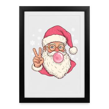 Gomme à mâcher du Père Noël - Affiche encadrée (27 × 37 cm) - noir - Devant