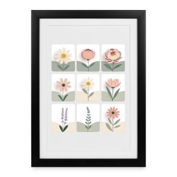 Pastel Flowers Series - Framed poster (27 × 37 cm) - black - Front