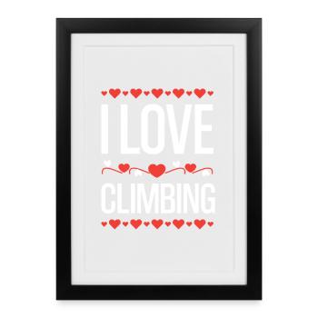 I Love Climbing Herzdesign - Gerahmtes Poster (27 × 37 cm) - Schwarz - Vorne