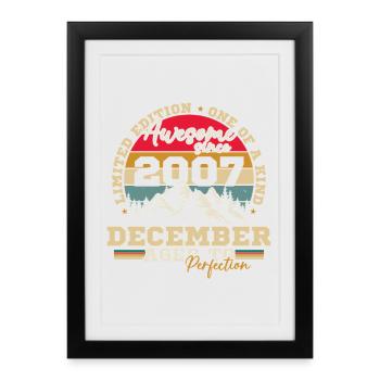 Décembre 2007 Vintage Rétro Cadeau Anniversaire - Affiche encadrée (27 × 37 cm) - noir - Devant