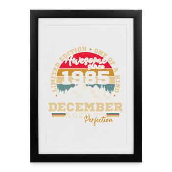 Décembre 1985 Vintage Rétro Cadeau Anniversaire - Affiche encadrée (27 × 37 cm) - noir - Devant