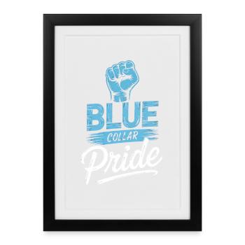 Col bleu Ouvrier Ouvrier du bâtiment - Affiche encadrée (27 × 37 cm) - noir - Devant
