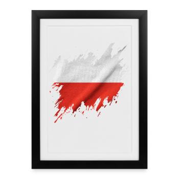 Flag of Poland, torn style - Framed poster (27 × 37 cm) - black - Front