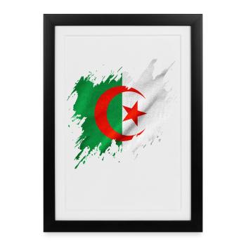 Drapeau de l’Algérie, style déchiré - Affiche encadrée (27 × 37 cm) - noir - Devant