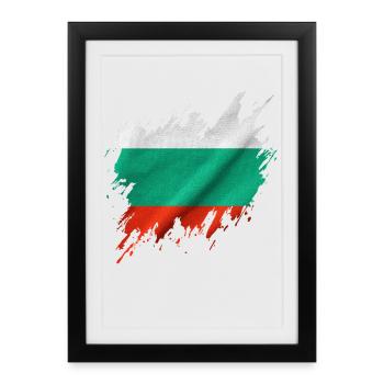Bulgarian flag, torn style - Framed poster (27 × 37 cm) - black - Front