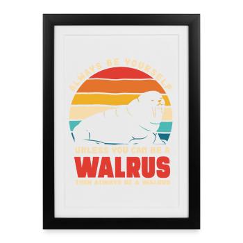 Walrus Self-Confidence Retro - Framed poster (27 × 37 cm) - black - Front