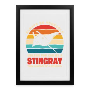 Stingray in Retro Sunset - Framed poster (27 × 37 cm) - black - Front