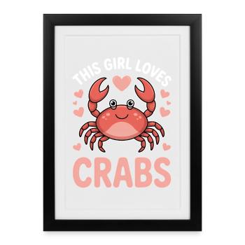 crabe disant fille drôle crabe cadeau - Affiche encadrée (27 × 37 cm) - noir - Devant