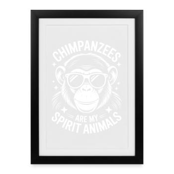 Chimpanzé disant singe drôle chimpanzé cadeau - Affiche encadrée (27 × 37 cm) - noir - Devant